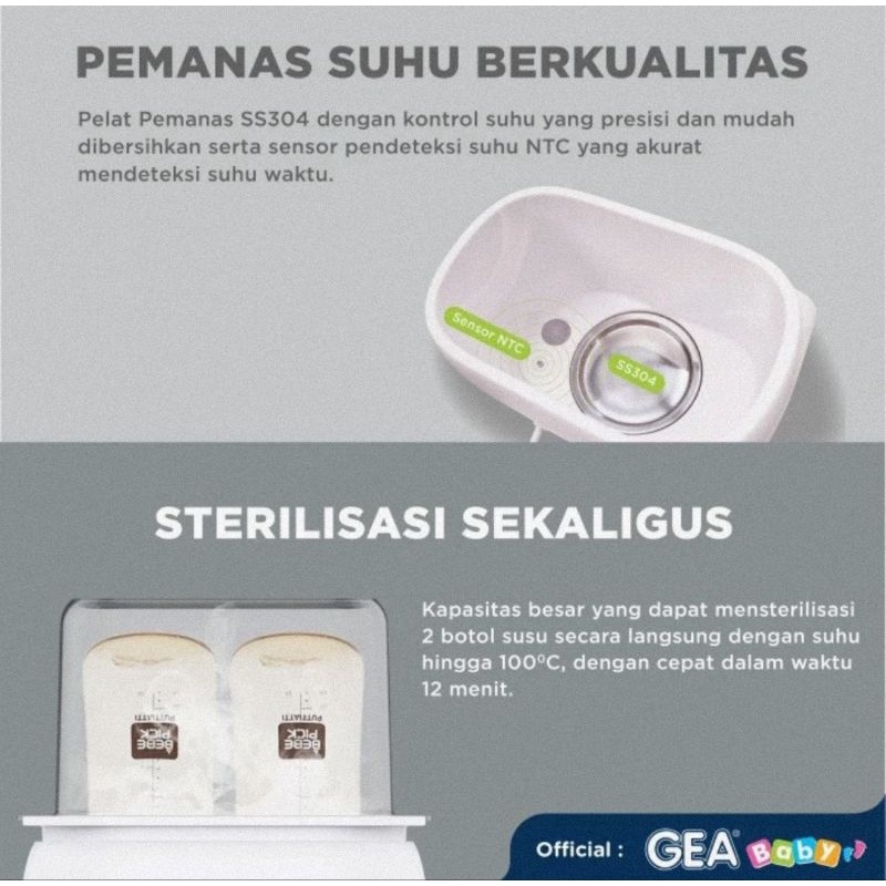 Gea Baby Smart Digital Bottle Warmer &amp; Sterilizer GW-100/Steriliser &amp; Penghangat Botol Susu Bayi