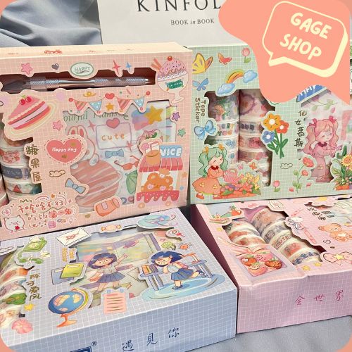 

paket sticker besar karakter cewe senmu dan washitape dan pisau solatip lucu imut lakban keren elegan fancy atk imut bisa COD termurah import