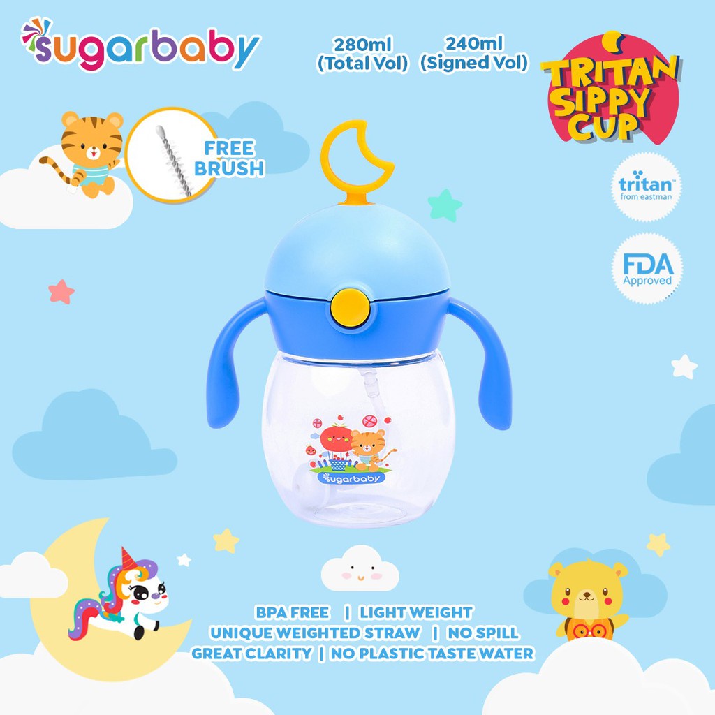 Sugar Baby TRITAN Sippy Cup Moon / Botol Minum Anak 9m+ - 240/280ml (Tersedia varian warna)