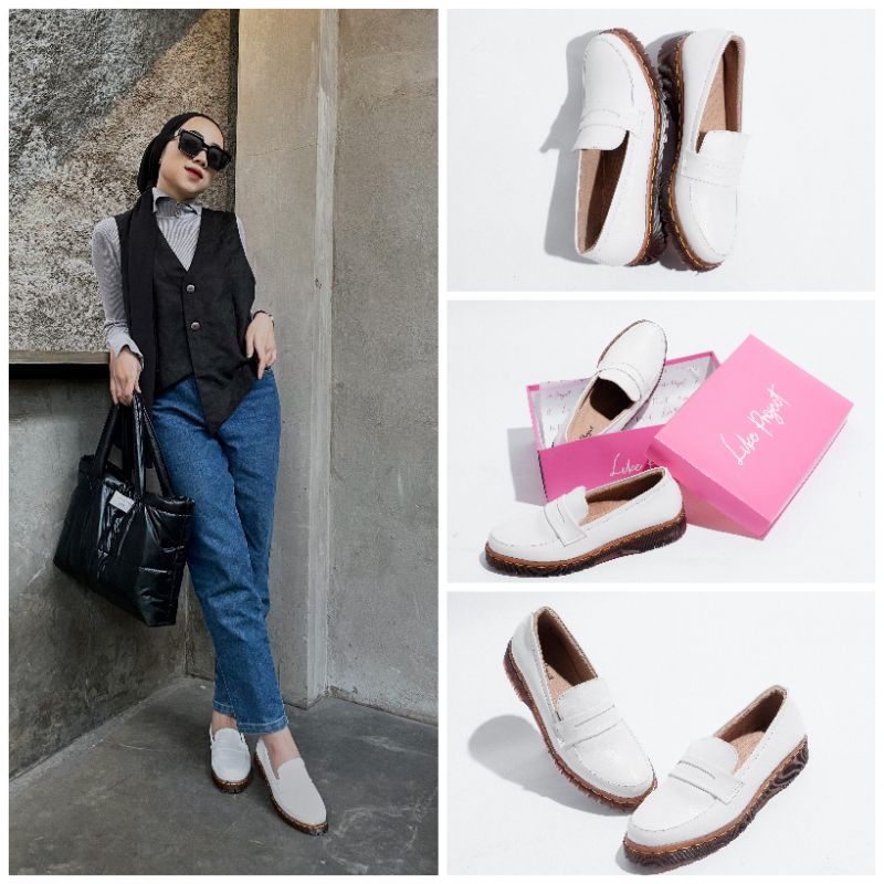 Sepatu slip on wanita &quot;LAVI SHOES WHITE&quot; - LIKE PROJECT