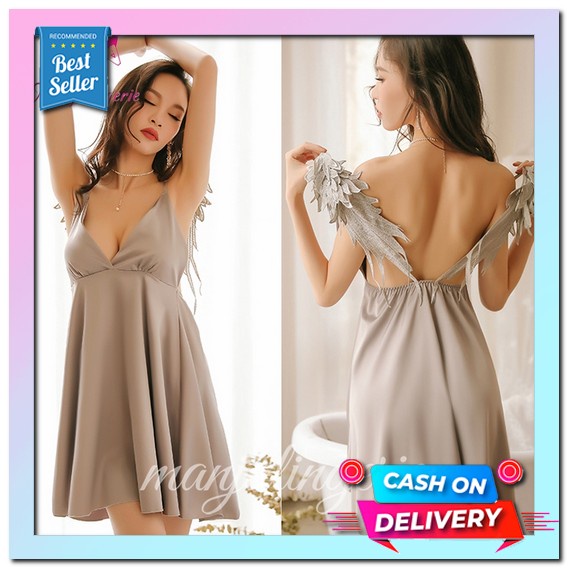 Starbella❤️Set Lingerie Dan G String Pakaian Dalam Wanita Tidur Transparan Tipis Model Polos Sexy Ma