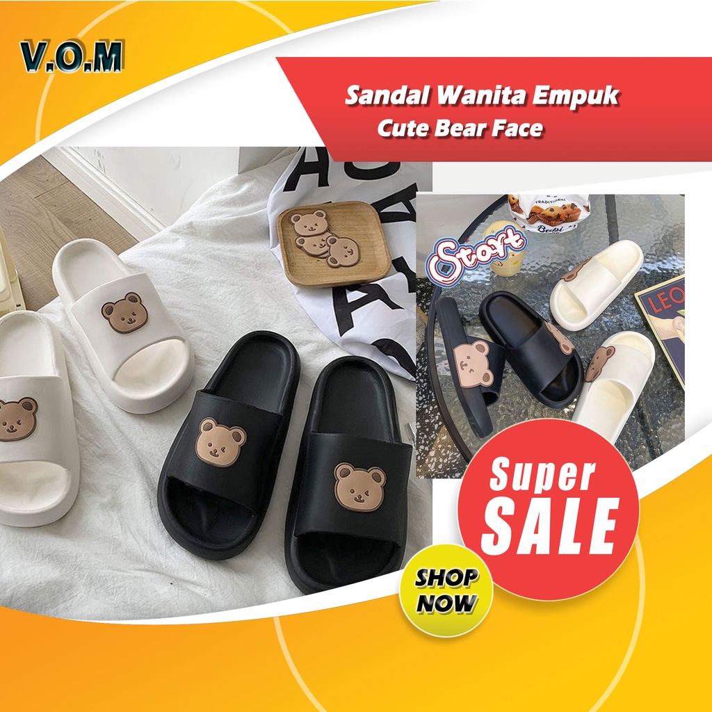 DS-D Sendal / Sandal Wanita Empuk Cute Bear Face Women Slippers 0818