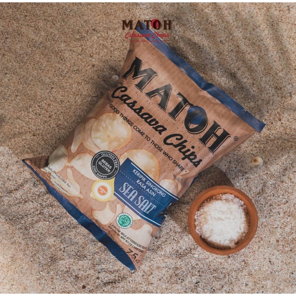 Matoh Cassava Chips - Keripik Singkong SEA SALT Gluten Free &amp; Non Msg 75 g