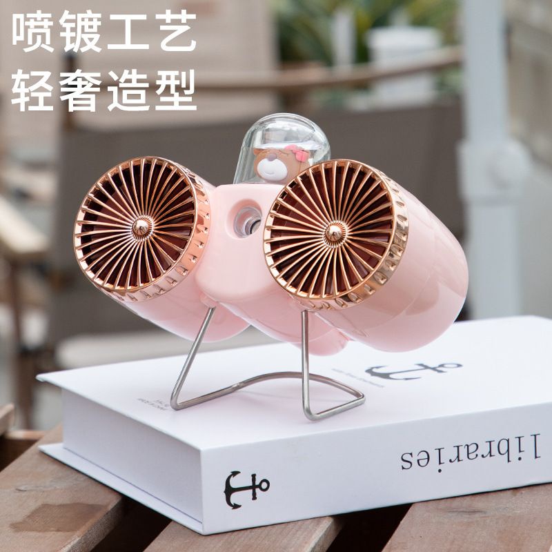 Kipas Angin  Mini Portable USB Karakter Mini Fan  Humidifier/Nano Spray Portable Lucu