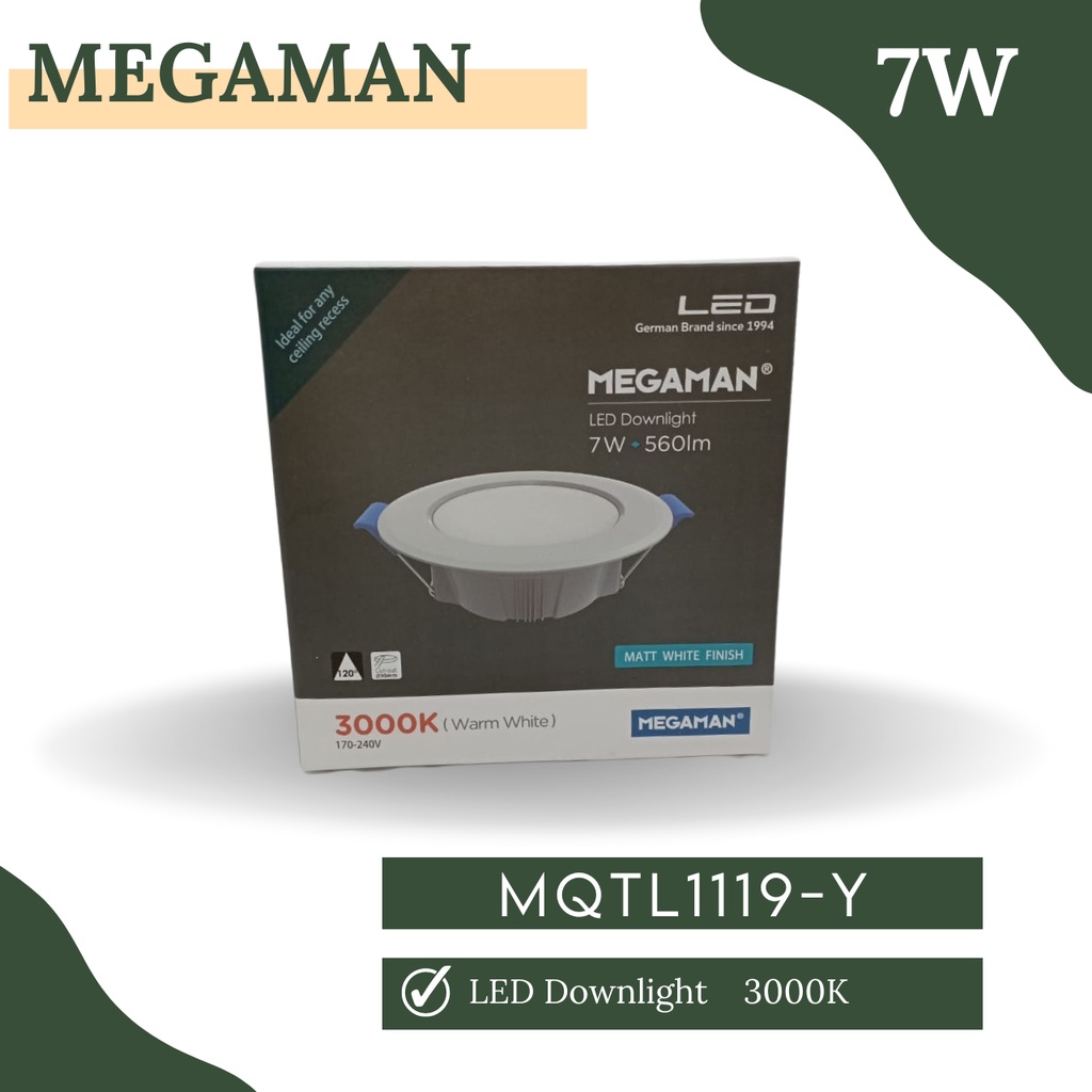 Lampu LED MEGAMAN Downlight MQTL1119 7W 6500K Putih