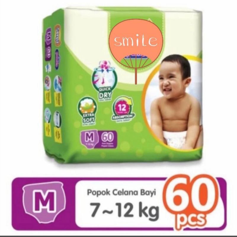 Popok bayi celana Pampers ukuran M isi 60