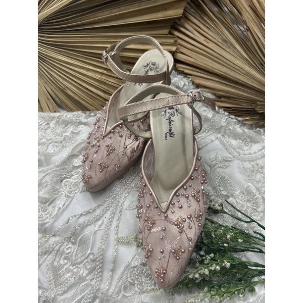 sepatu wanita wedding markelly tali rosegold 7cm tahu