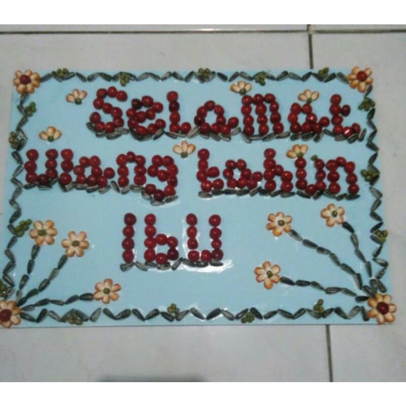 

kolase biji bijian selamat ulang tahun ibu