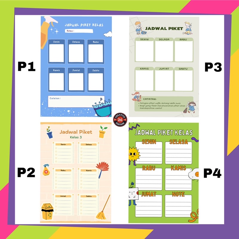 CETAK SPANDUK BANNER JADWAL PIKET / JADWAL PELAJARAN / BAGAN STRUKTUR ORGANISASI
