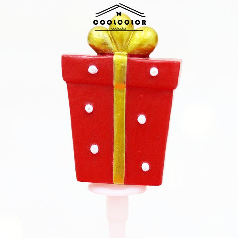 COD❤️Topper Kue Desain Elk Gift Box Shape Merry Christmas Bahan Resin Untuk Dekorasi- cl