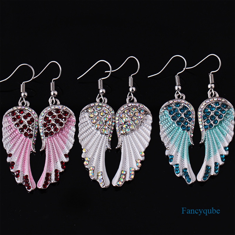 Anting Bentuk Sayap Malaikat Warna Biru Putih Pink Untuk Wanita