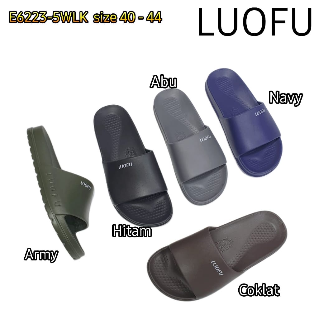 LUOFU ORIGINAL jelly sandal karet empuk murah pria selop sendal murah cowok import E6223-5WLK