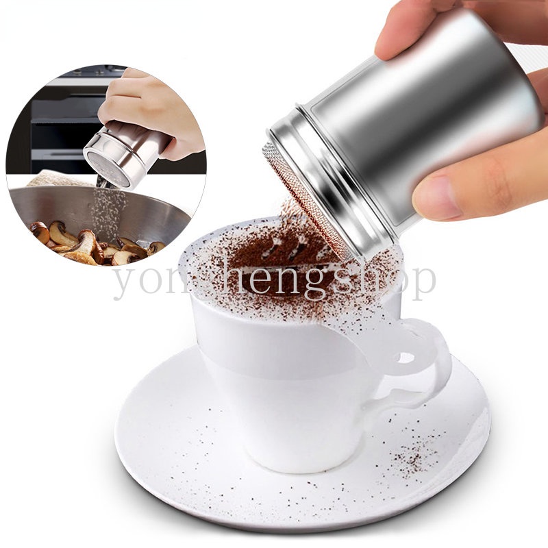 Alat Pengocok Bubuk Coklat / Tepung / Gula / Kopi Bahan Stainless Steel Dengan Tutup Untuk BBQ