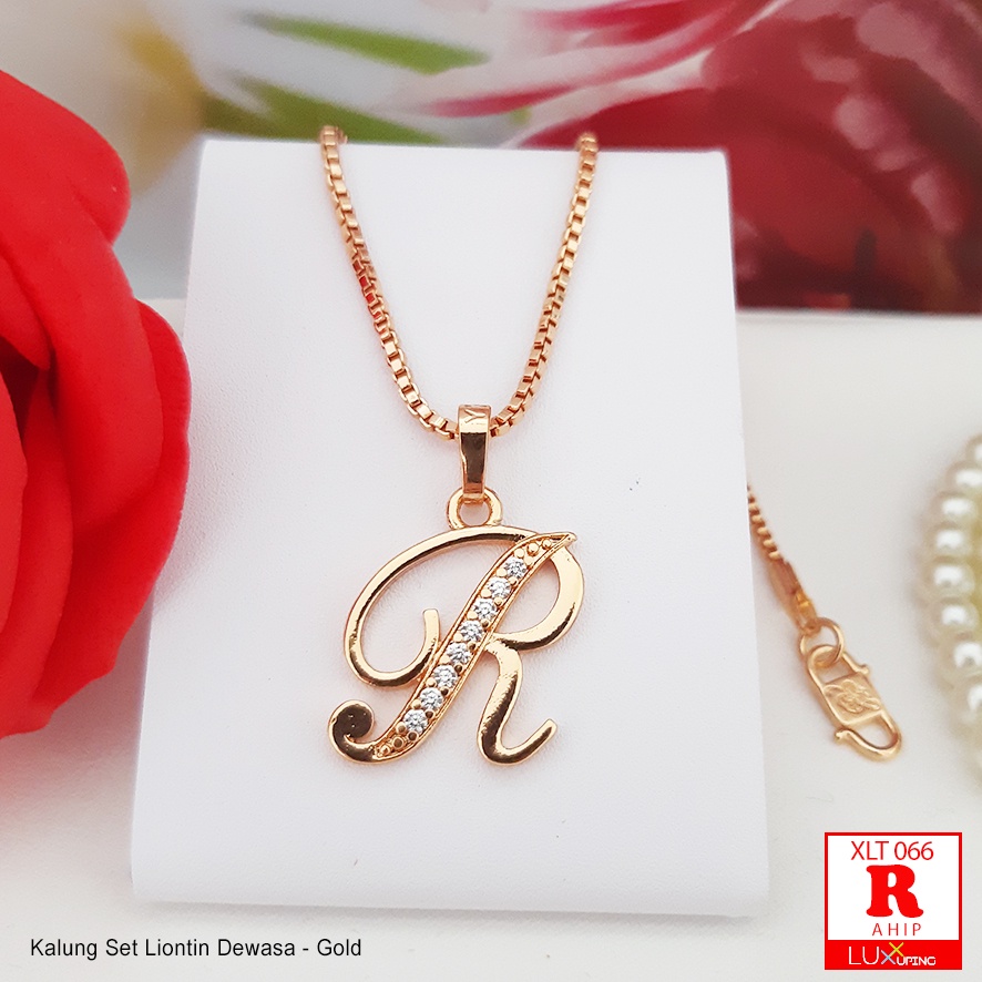 XLT 066 Kalung Set Liontin Huruf Alphabet Inisial Nama Abjad ABCD Permata Zirkon Perhiasan Lapis Emas Wanita Dewasa Kalung Xuping Awet Tidak Mudah Luntur Yaxiya Luxx Xuping