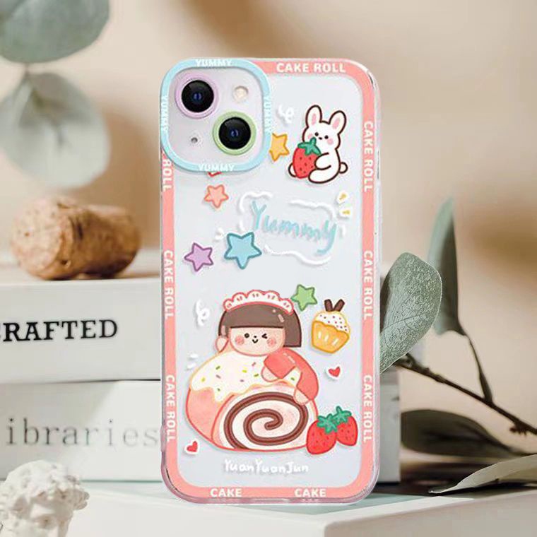 Soft Case Silikon TPU Transparan Motif Gadis Lucu Untuk IPhone 14 13 12 11 Pro XS Max X XR 8 7 6 6S Plus