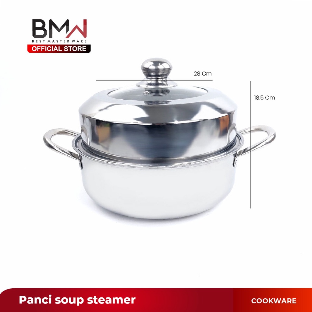 Panci Soup Steamer Kukus 2 Susun Dandang Siomay Stainless Premium