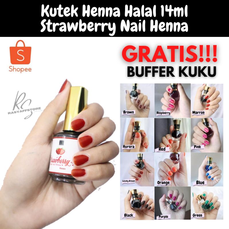 Kutek henna | Kutek halal | kutek henna halal Strawberry nail henna BPOM&HALAL