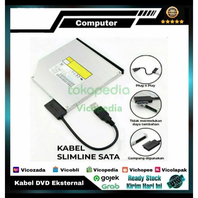 Kabel DVD External Eksternal ROOM RW Slimline USB to SATA 13 Pin (7+6)