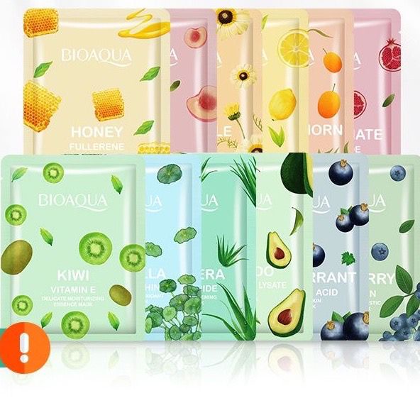 ✿ELYSABETHME✿ Paket usaha BIOAQUA sheet mask 12pcs masker wajah murah termurah lengkap esence banyak moist