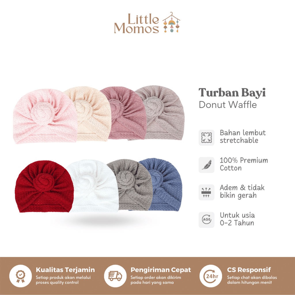 Little Momos Turban Anak Bayi Donut Waffle 0-2 tahun - Bandana Bayi Perempuan