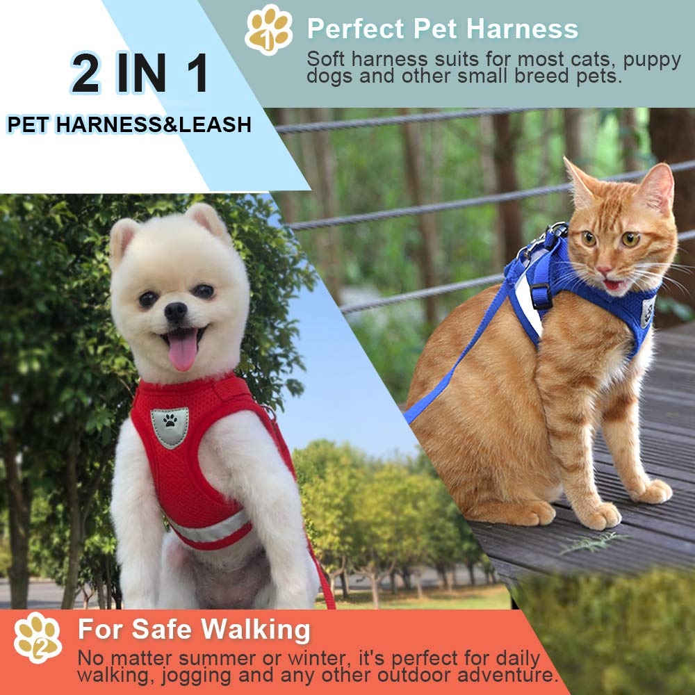 Rompi Harness Dada Bahan Mesh Dengan Tali Traksi Adjustable Untuk Anjing