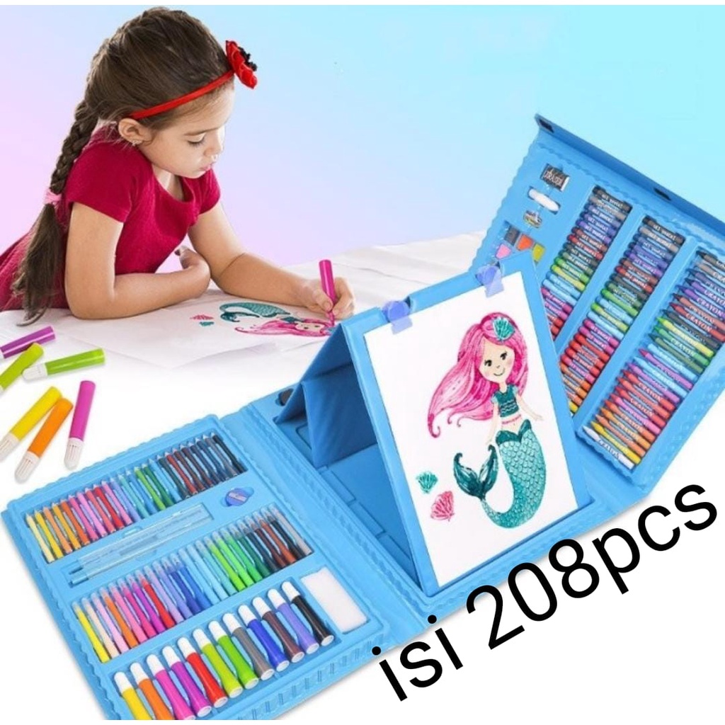 

Crayon Anak Pengasah 208pcs Set Alat Menggambar Melukis Anak-anak Crayon Cat Air Pensi murah dan praktis