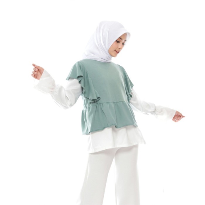 Atasan Wanita Bora Blouse Hijau  Baju Muslim Casual Hijab