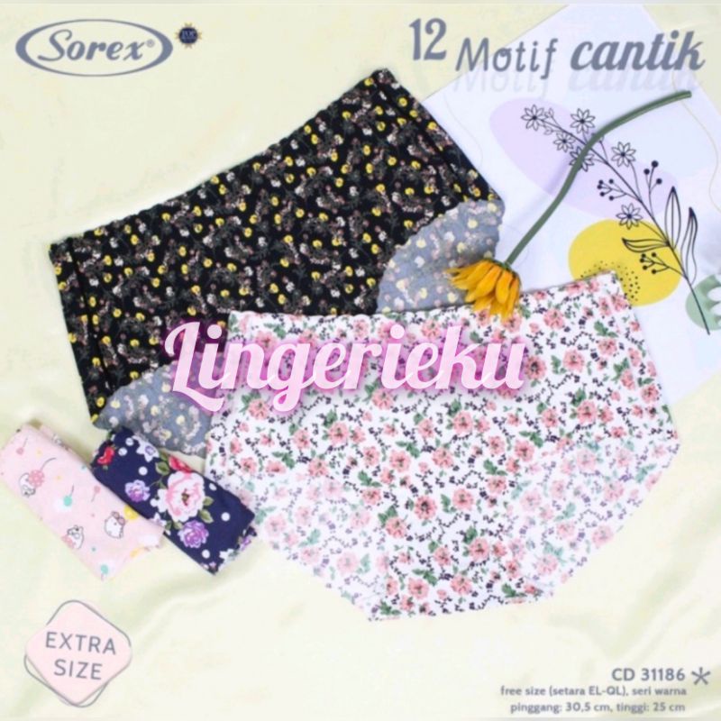 Sorex 31186 CD Celana Dalam Wanita Seamless Tanpa Jahitan Motif Bunga Dan Kartun Anti Nyeplak