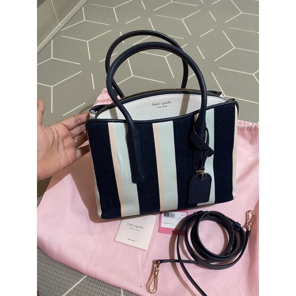PRELOVED PL KS MARGAUX CANVAS STRIPE MEDIUM KATE SPADE