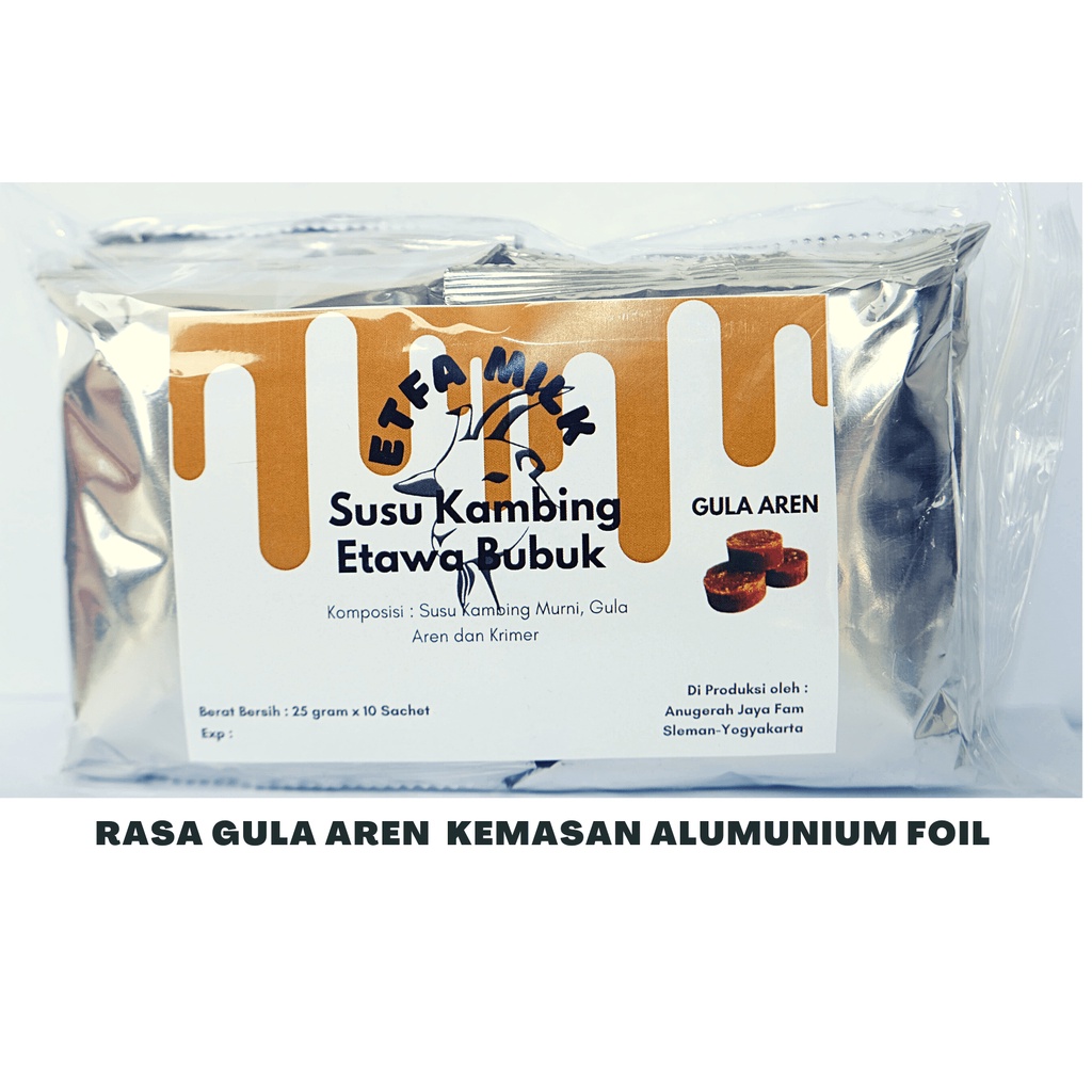 

Susu Kambing Etawa "ETFA MILK" Rasa Gula Aren Kemasan Sachet 25g x 10
