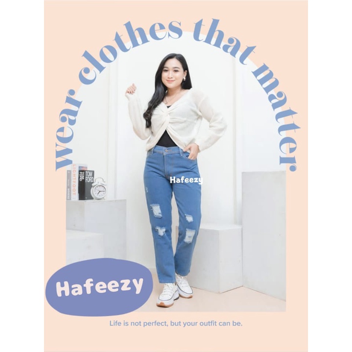 CELANA BOYFRIEND JEANS SOBEK LAPIS JEANS RIPPED WANITA TERBARU FOR YOU BISA BUAT HIJAB