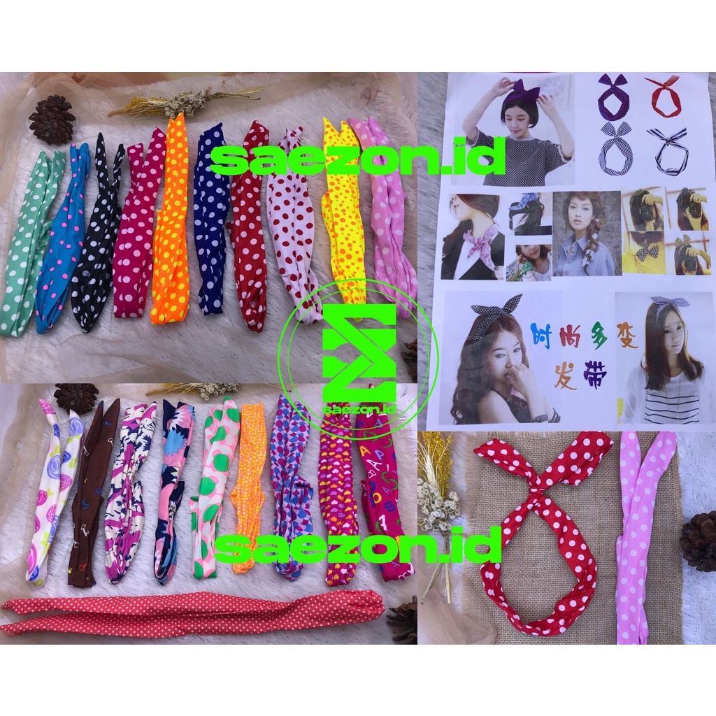 BANDO CHIBI KAWAT MOTIF POLKADOT KOREA / BANDO KAWAT BLUDRU POCONG / BANDANA RAMBUT KOREA / BANDO KA