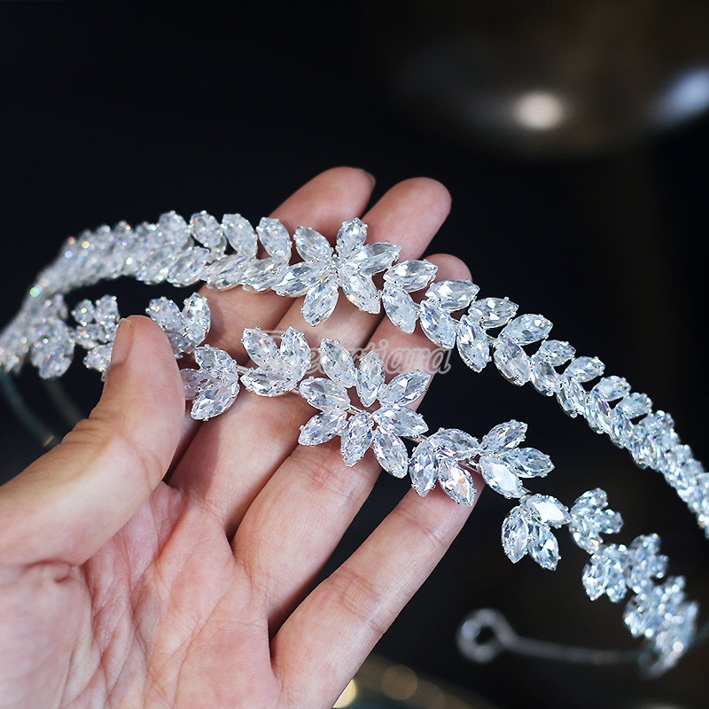 Bando Mahkota Hias Zircon Gaya Retro Untuk Aksesoris Rambut Pengantin Wanita