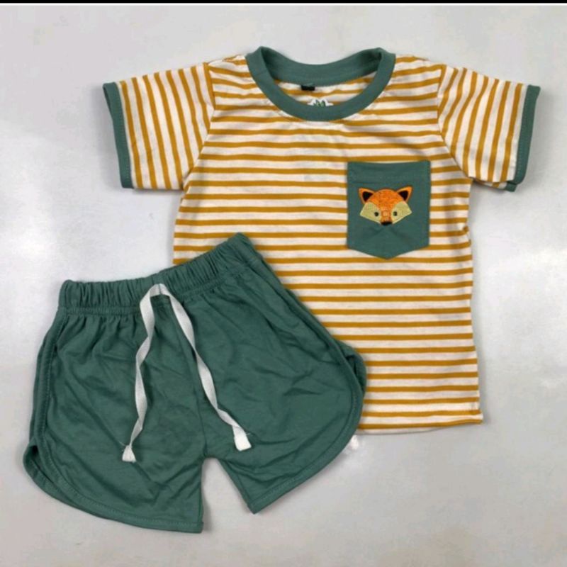 SETELAN KAOS ANAK TERBARU/SET KOS SALUR PENDEK 1-5 THN