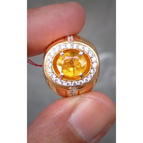 natural yellow sapphire mirah cempaka ring perak handmade chrome mewah