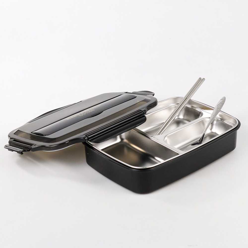 Kotak Makan Bento Set Sendok Sumpit Luch Box Stainless 3 Sekat