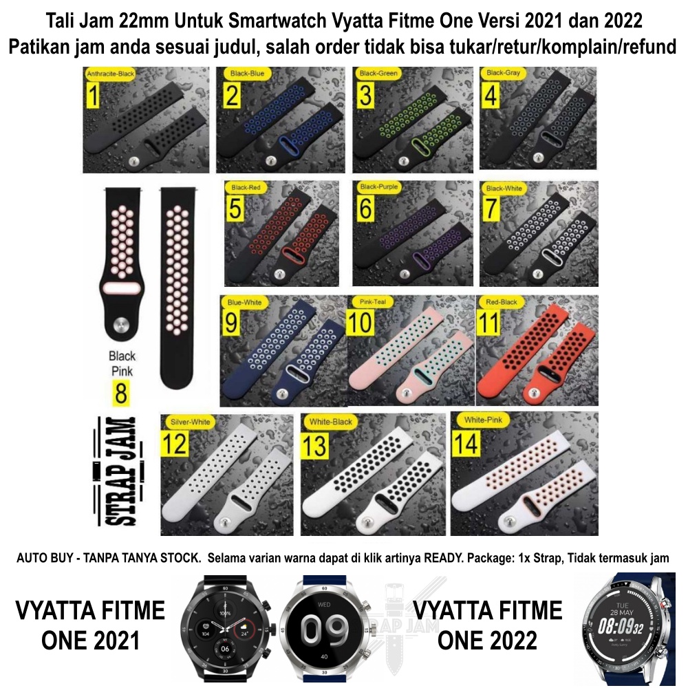 Tali Jam Tangan 22mm Watch Strap Vyatta Fitme One 2021 2022 - Nike Rubber SIlikon Sporty