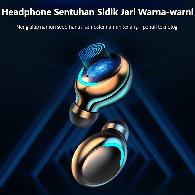 F9 Wireless Headphone Sport IPX7 Tahan Air 5.0 Bluetooth Earphone TWS 9D Stereo Sound Headset Dengan Earplug Kapasitas Tinggi Kotak Pengisian