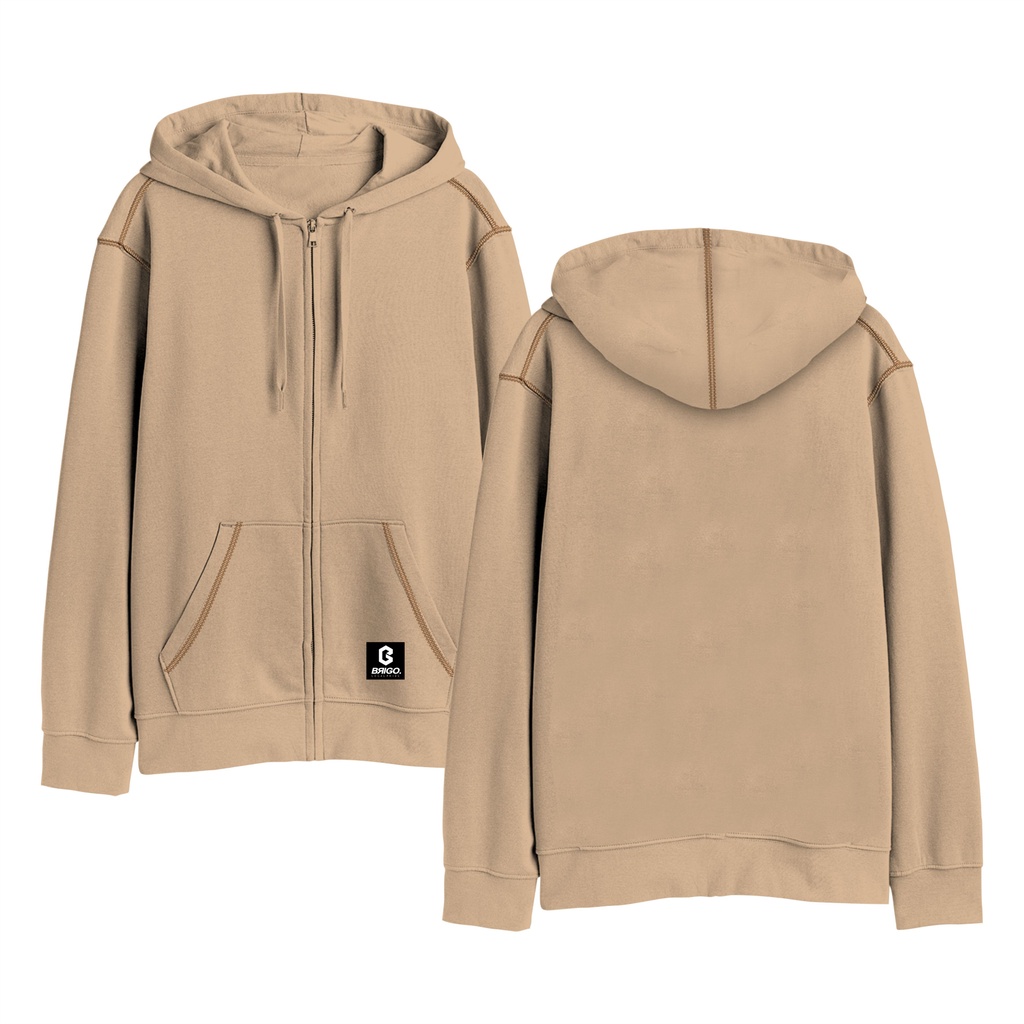 BRIGO Zipper Jumper Hoodie Basic II Sweater Hoodie Resleting BRIGO Polos Sablon DTF Fleece Cotton II SIZE M-XXL (Pria &amp; Wanita) Free stiker&amp;Gantungan Kunci