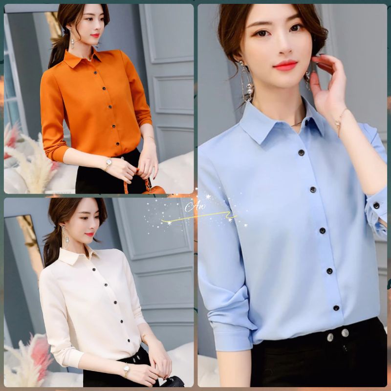 Kemeja Blus atasan wanita, Blus Lengan Panjang Wanita, Blus kerja Wanita