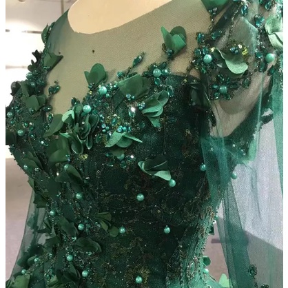 PROM DRESS LUXURY LONG SLEEVE BUD GREEN RETRO PLUS SIZE MUSLIM DRESS