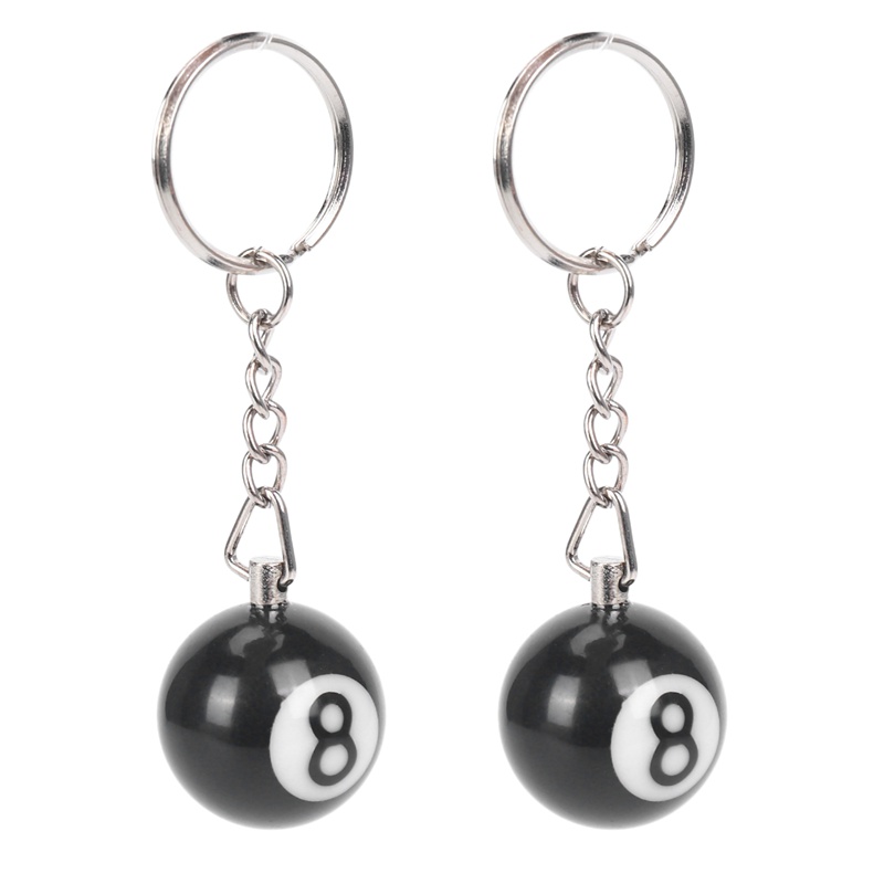 2x Gantungan Kunci Bola billiard key ring happy No. 8