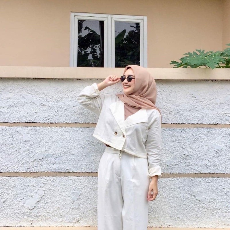 Niki Outer Linen / Baju Atasan Outer Kemeja Wanita Crop