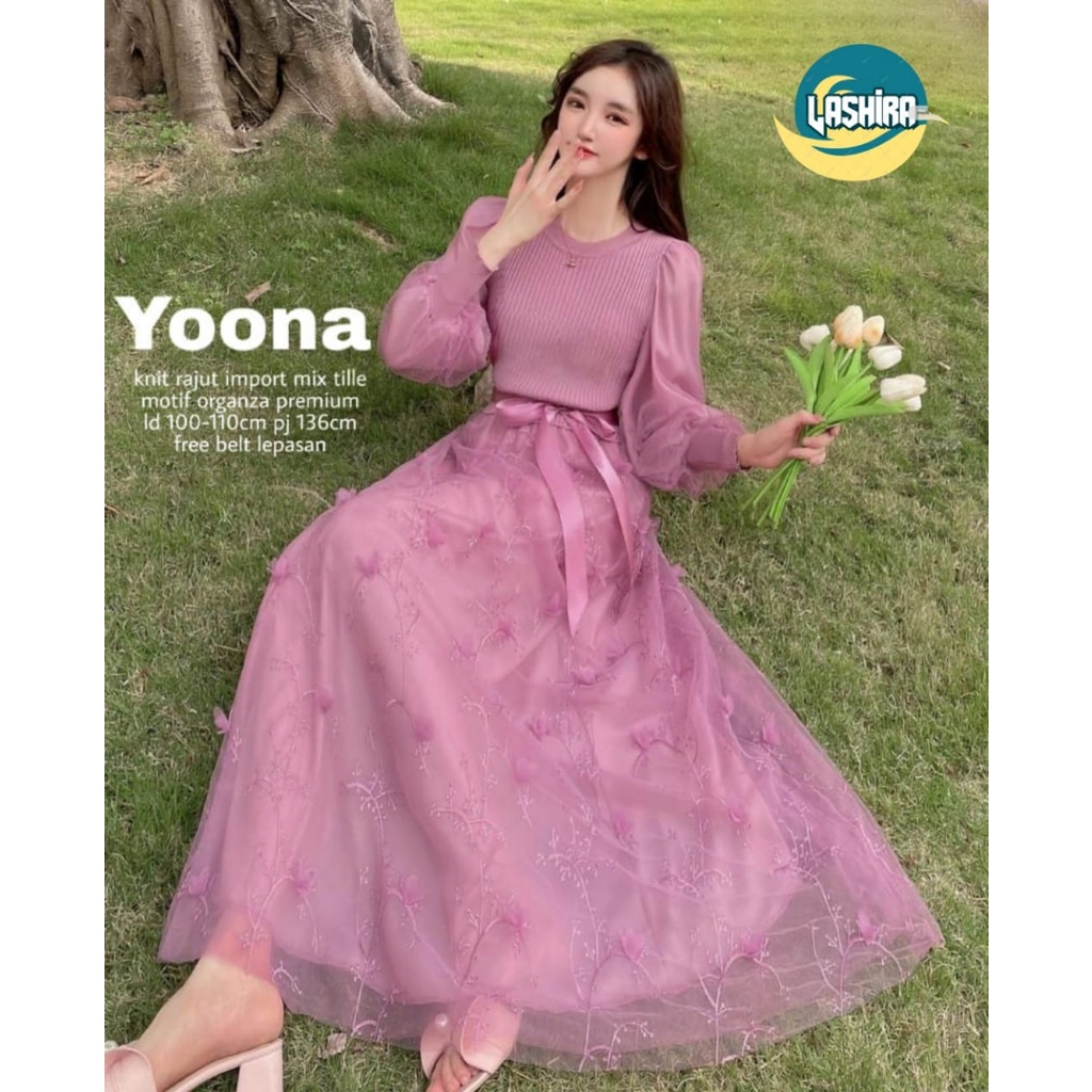 yoona dress dres maxi maxy pakaian baju gaun gamis rajut import adem polos ld 110 xxl big size wanit