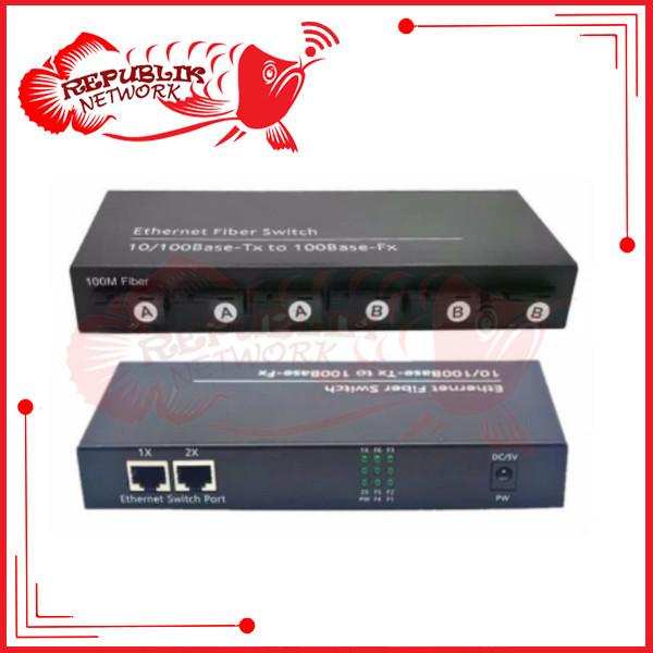 Media Converter Ethernet Fiber Switch 6 FO SC to 2 LAN 10/100 6FO 2LAN