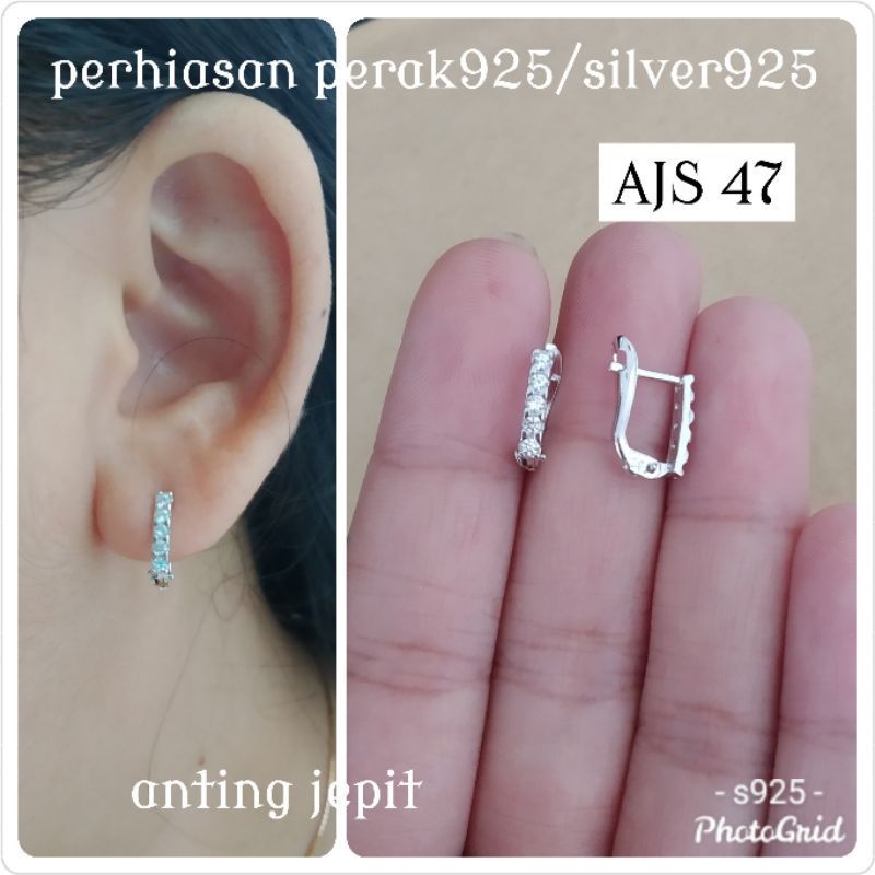 ANTING JEPIT MATA PERAK ASLI 925 LAPIS EMAS