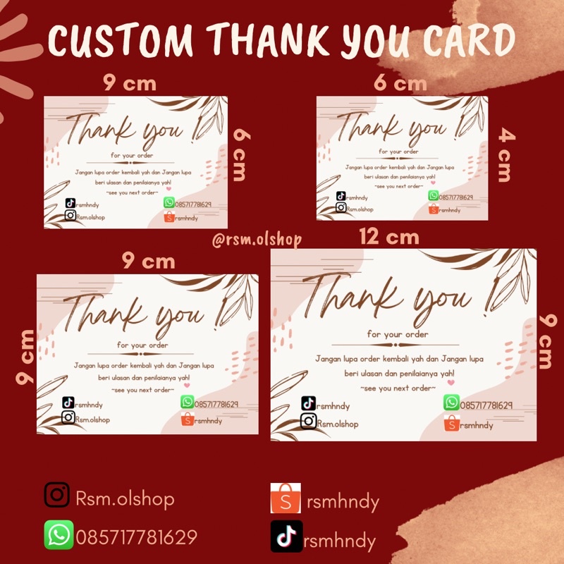 

Custom THANK YOU CARD (Olshop,Sovenir,Ultah,dll) TERMURAH ❤️