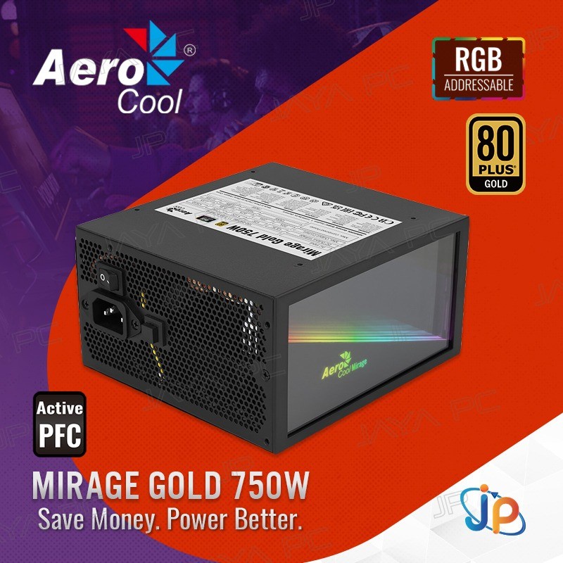 Aerocool Mirage Gold RGB 750W PSU - Power Supply 750 Watt 80+ Gold Full Modular
