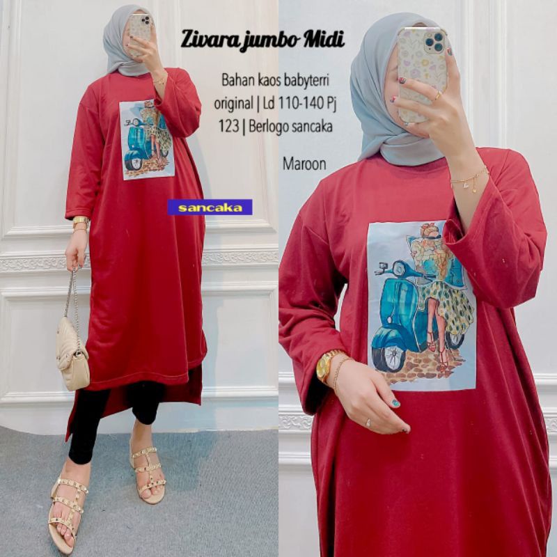 Midi Tunik Zivara Jumbo || Realpict (COD Bayar Ditempat)