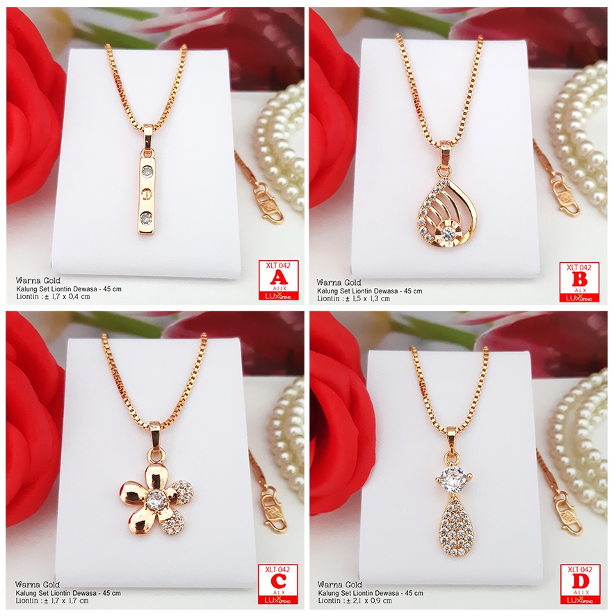 XLT 042 Kalung Set Liontin Dewasa Mata Zirkon Diamon  Perhiasan Xuping Anti Karat dan Awet Kalung Yaxiya Luxx Xuping